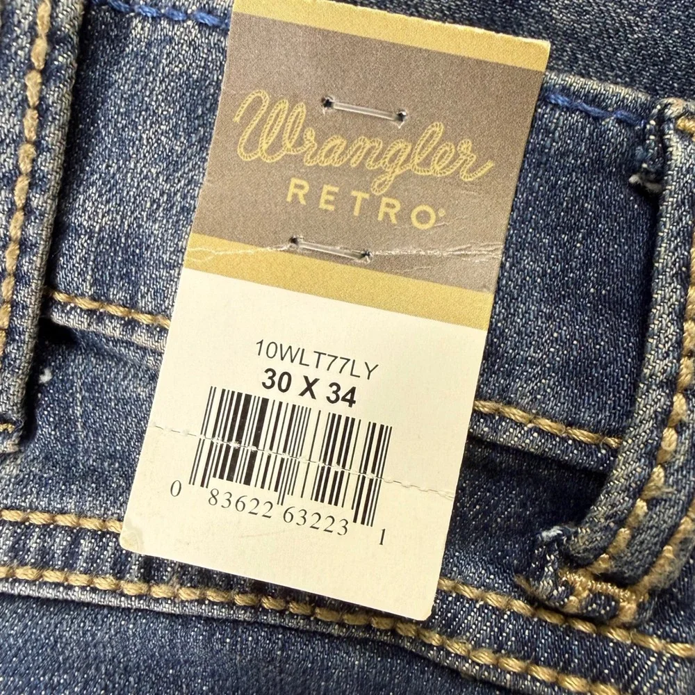 Wrangler Retro Slim Boot Jeans Mens 30x34 Blue Western Cowboy Stretch Denim NEW
